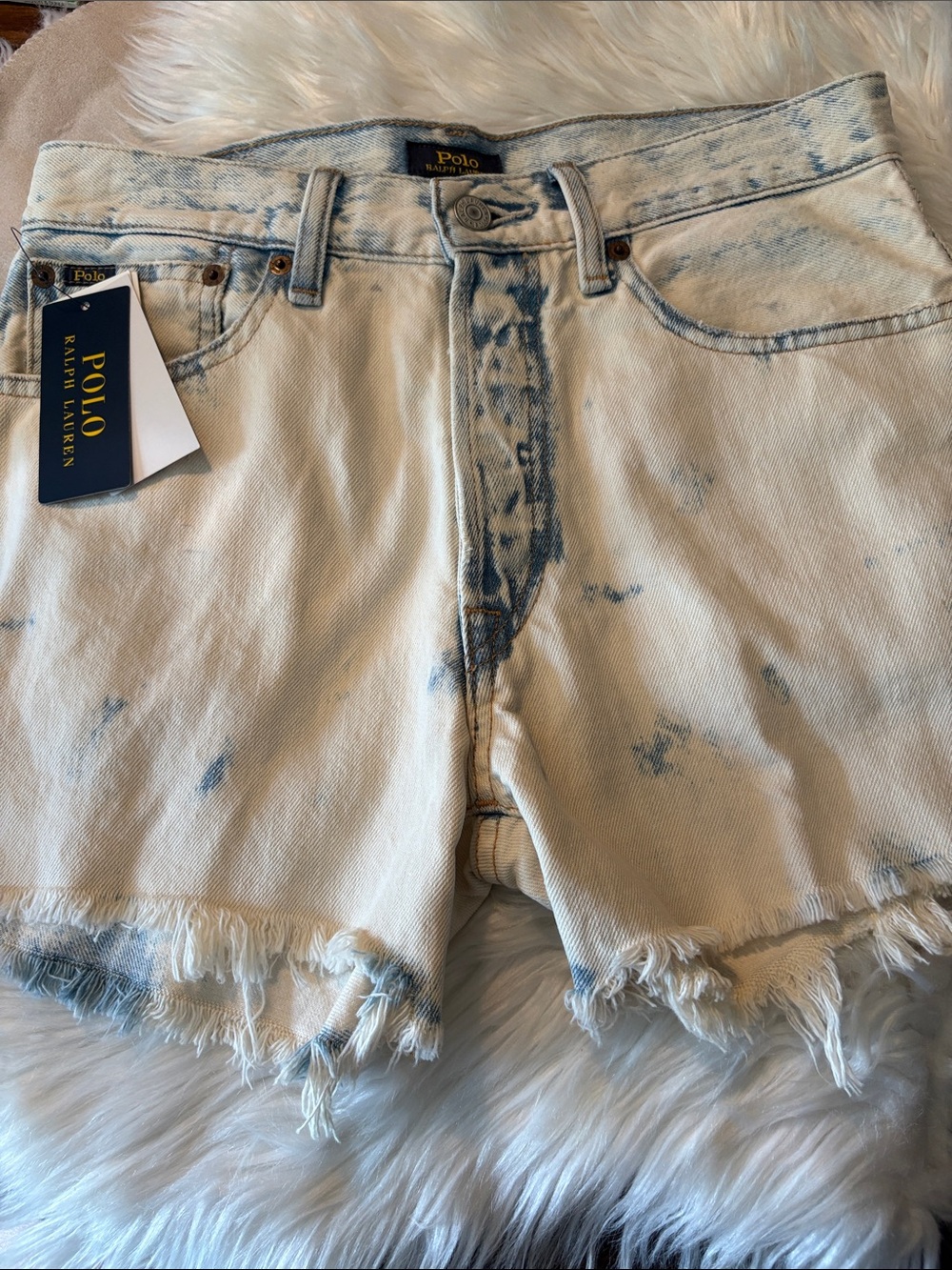 Polo by Ralph Lauren Women's Light Blue Acid-Wash Denim Cutoff Shorts